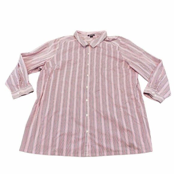 Roaman's Shirt Plus Size 34W Long Sleeve Button Down Striped Stripes Pink Purple - Picture 1 of 5